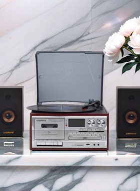 留声机LP黑胶唱片机双向蓝牙多功能一体CD磁带收音外置音响电唱机