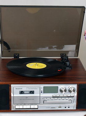 LP黑胶唱片机现代欧式客厅摆件老式复古留声机CD磁带收音蓝牙音响