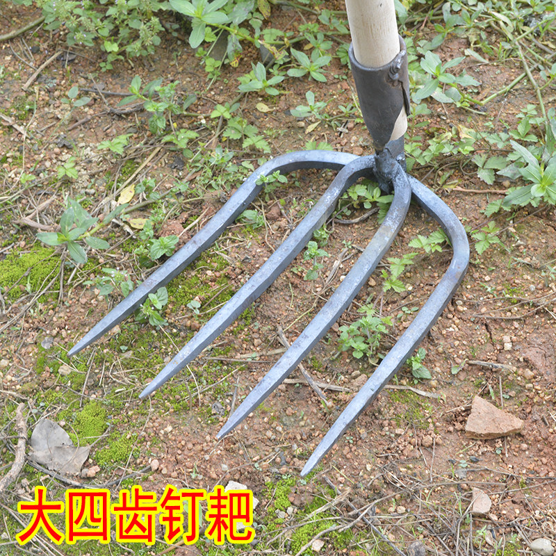 螺纹钢锻打四齿钉耙四齿耙子加厚铁耙子翻土搂草挖土翻土农用锄头,农机/农具/农膜,耙子,淘宝优惠券,粉丝福利购,淘宝优惠卷