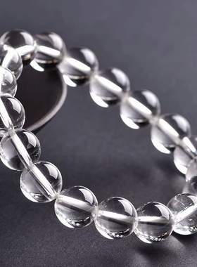 天然白水晶手链女款单圈手串男款招财情侣礼物送女友闺蜜生日礼物