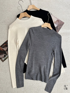 狠货~18针德国杨子纱精仿全羊毛半高领针织衫秋冬无缝一体羊毛衫