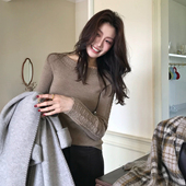 秋冬新款 上衣韩系针织衫 毛衣打底内搭纯羊毛镂空花边扬子纱可机洗
