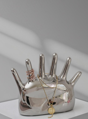 中古陶瓷摆件六手指手掌首饰架