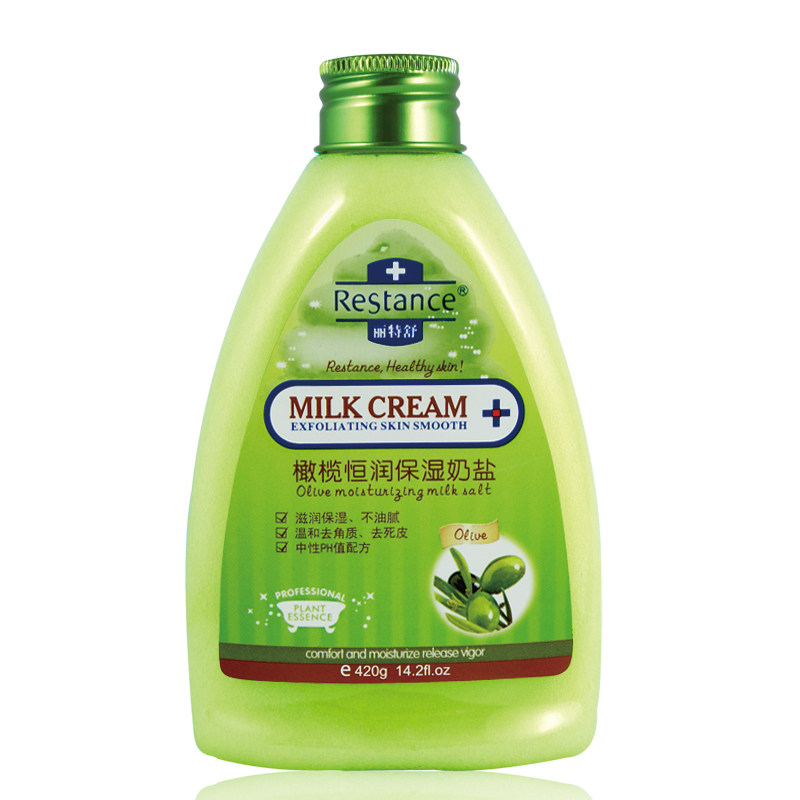 丽特舒橄榄奶盐牛奶沐浴盐420g后背祛痘鸡皮肤疙瘩毛周角化去角质