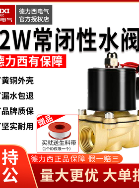 德力西2W电磁阀水阀气阀常闭电磁开关阀24V控制阀220V水管放水6分