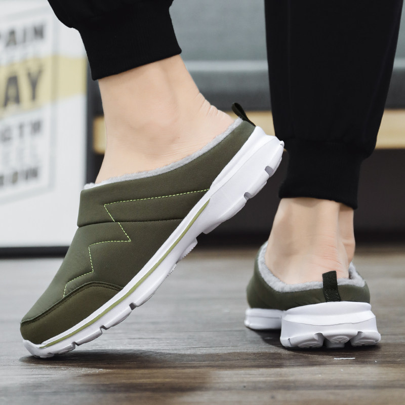 一脚蹬无后跟包头加绒半托男大码46秋冬保暖47防水防滑老北京棉鞋,流行男鞋,包头拖,淘宝优惠券,粉丝福利购,淘宝优惠卷