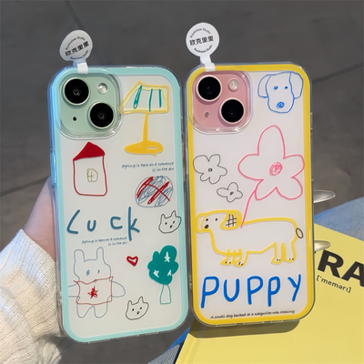 Luck抽象猫适用苹果16promax手机壳iphone13/14新款奶油IMD壳15pro华为mate70荣耀vivox200小米15OPPO全包软