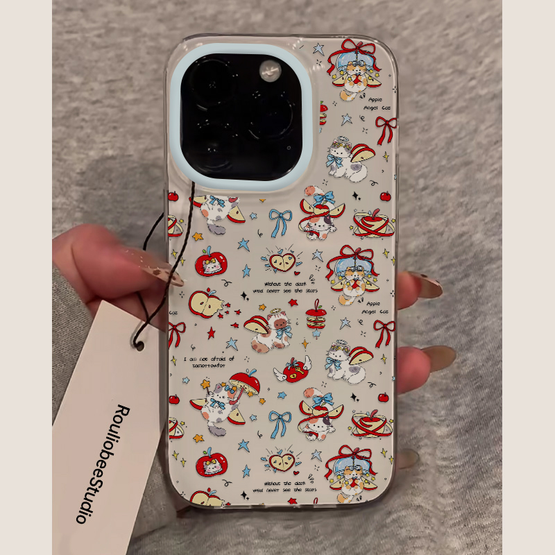 满屏风铃小猫适用苹果16promax手机壳iphone14新款奶油IMD壳15pro华为mate70荣耀vivox200情侣小米15OPPO软套