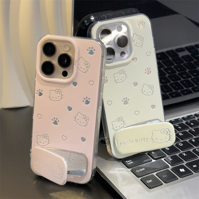 粉爱心Kitty线条适用苹果16手机壳iPhone15promax创意华为mate70新款vivox200s女OPPOreno13/12羽纱小米15pro