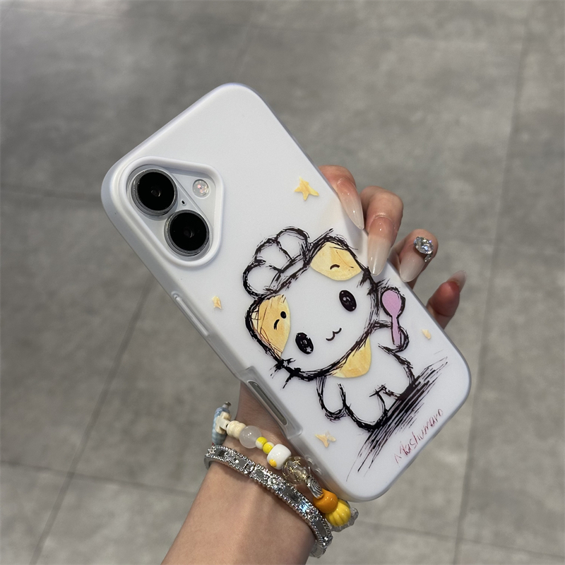 棉花糖厨师猫咪适用iPhone16Promax手机壳13/14新款肤感果冻二合一苹果15Pro小米15华为vivox200情侣款OPPO软