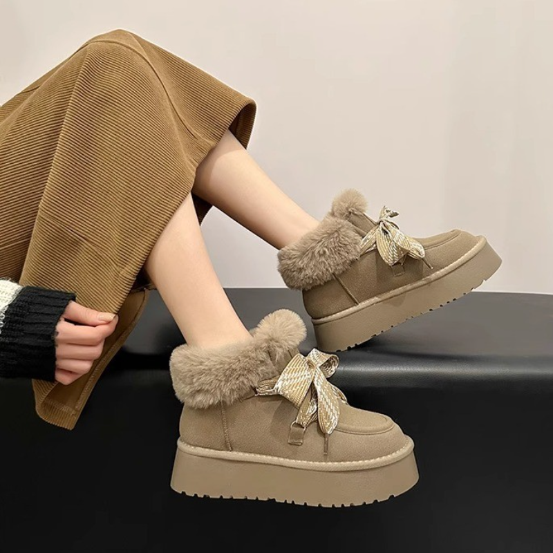 厚底毛毛鞋加绒加厚雪地靴子女2025冬季新款爆款防滑保暖东北棉鞋