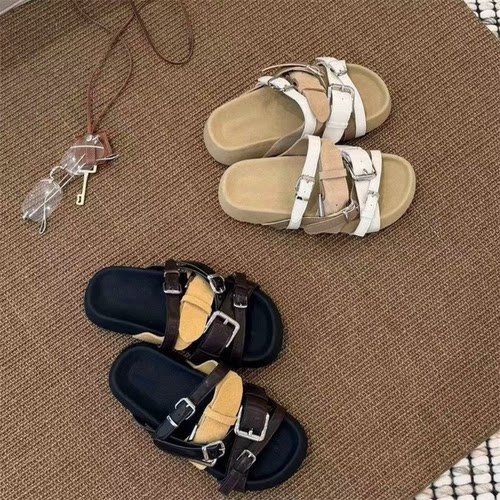夏季女面包勃肯厚底百搭一字拖鞋
