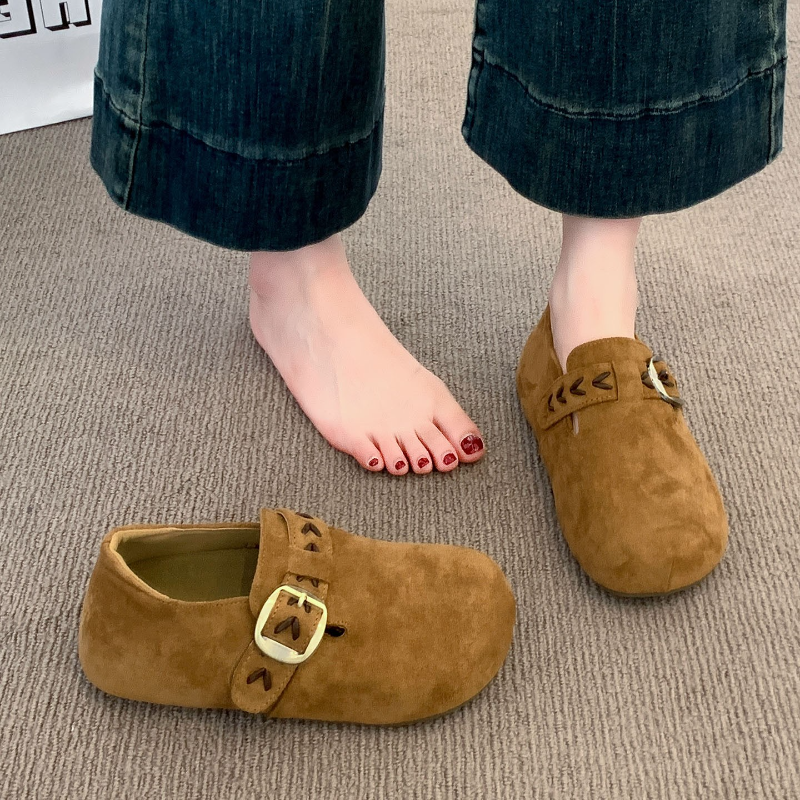 厚底内增高全包勃肯鞋一脚蹬单鞋女2025新款秋季乐福鞋博肯豆豆鞋