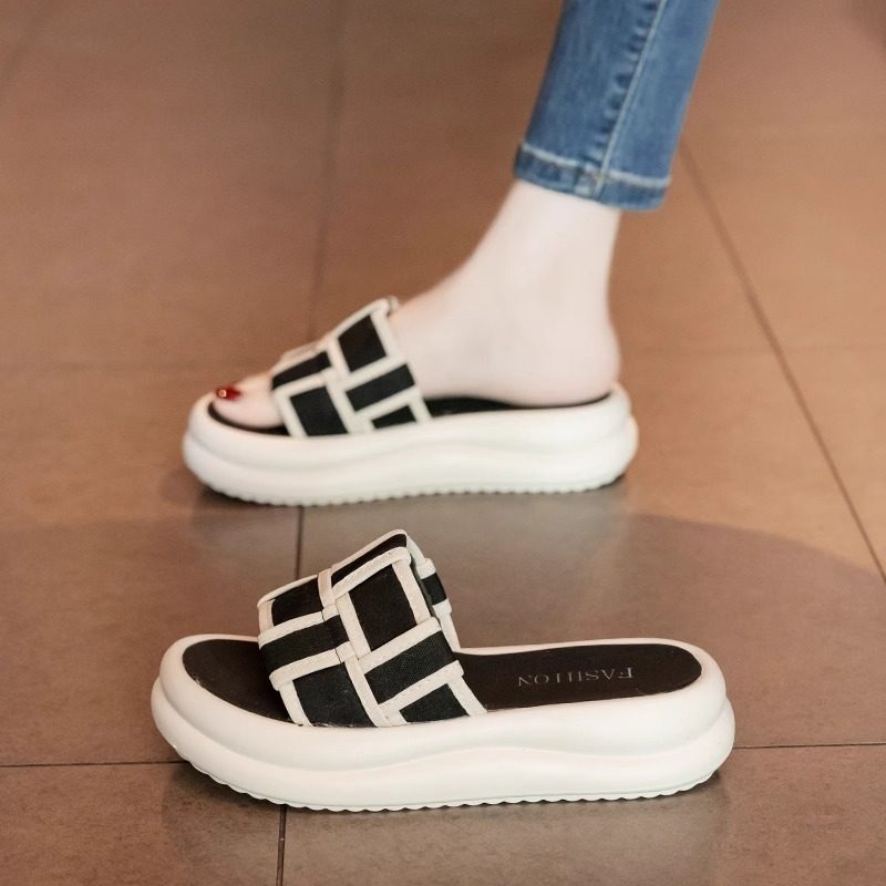 法式厚底凉拖鞋女夏外穿2025新款绝美配裙子不累脚踩屎感一字拖鞋,女鞋,一字拖,淘宝优惠券,粉丝福利购,淘宝优惠卷