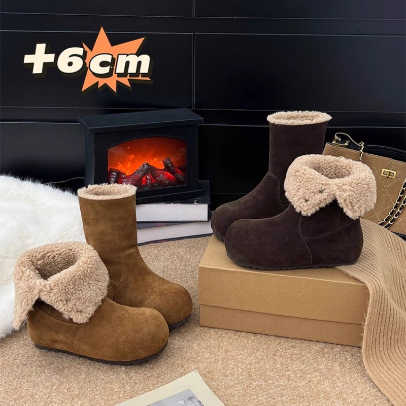 厚底雪地靴女2025秋冬新款两穿毛毛勃肯鞋加绒短靴保暖抗寒棉鞋子