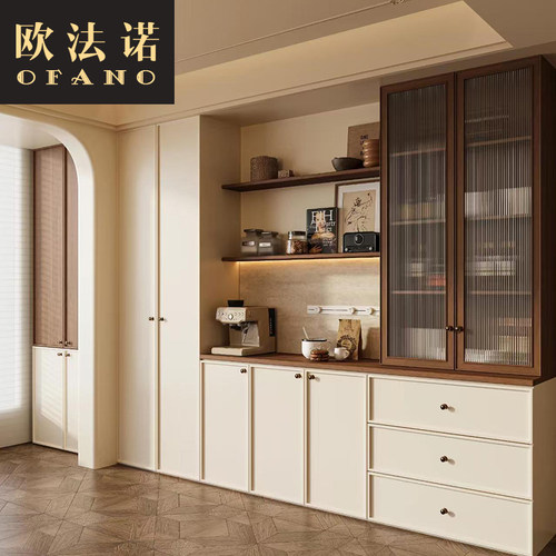 全屋定制法式中古实木餐边柜橱柜全屋空间整装定制工厂定做