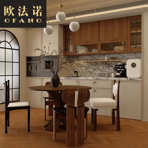 全屋定制法式中古实木餐边柜橱柜全屋空间整装定制工厂定做