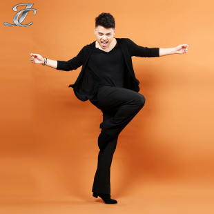 假两件396B 上衣拉丁舞练习服练功艺考蝙蝠袖 佳成舞蹈长袖 V领男士