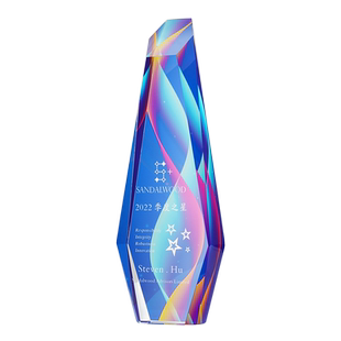 创意彩印水晶奖杯定制奖牌定做五星皇冠优秀员工年会颁奖荣誉纪念