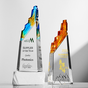 高端大气创意琉璃奖杯定制定做水晶奖牌优秀员工比赛颁奖荣誉订制