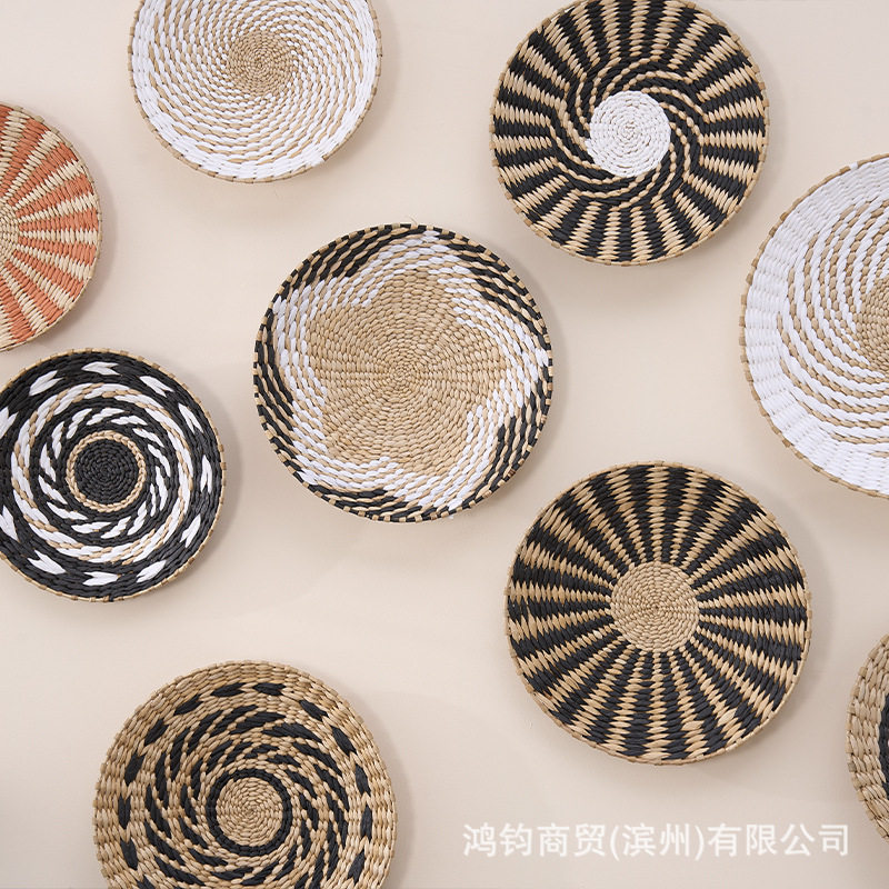 现货草编墙饰背景墙壁装