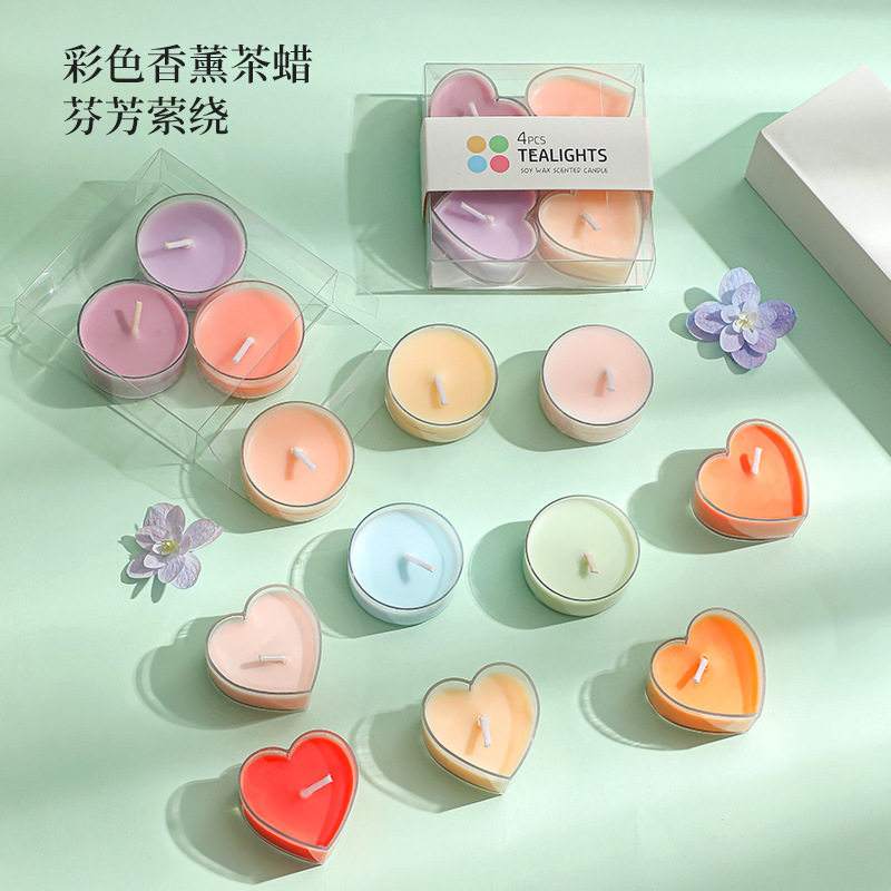 4小时心形香味茶蜡烛无烟