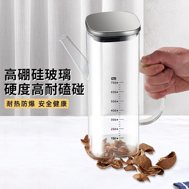 高硼硅方口直身玻璃油壶