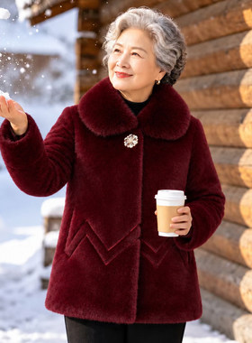 冬季中老年妈妈加厚水貂绒大衣