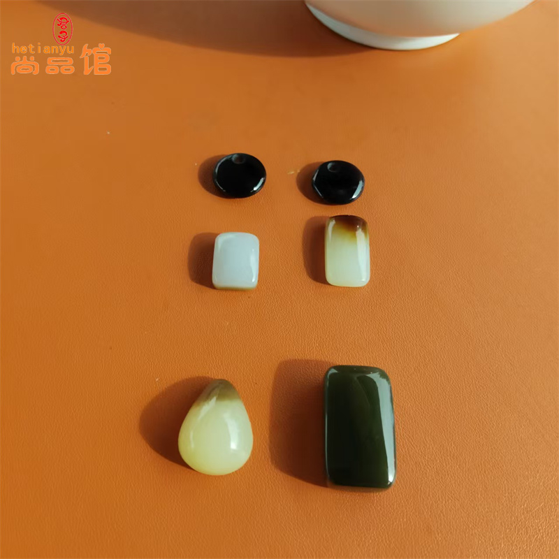 和田玉小吊坠戒面蛋面耳钉玉牌水滴状圆形方形糖黄玉帝王紫糖白玉