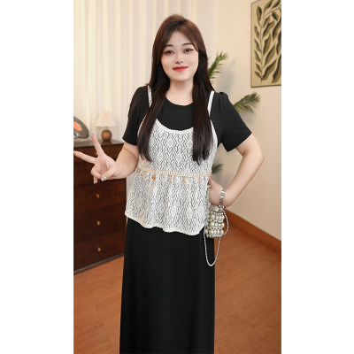 休闲直筒宽松大码女装胖MM连衣裙