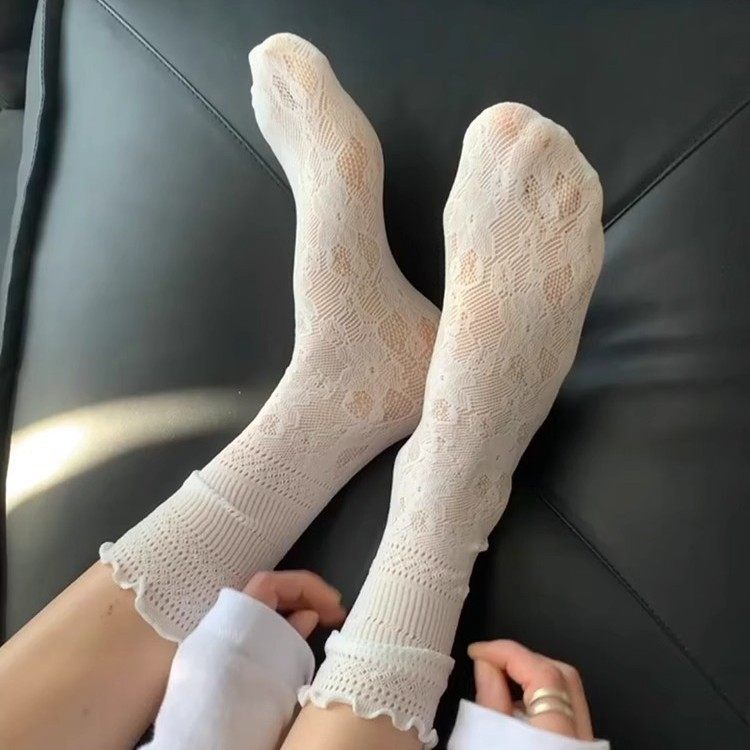 夏季白色蕾丝透气袜子女小腿堆堆袜配球鞋镂空花边中筒jk玛丽珍袜,女士内衣/男士内衣/家居服,连裤袜/打底袜,淘宝优惠券,粉丝福利购,淘宝优惠卷