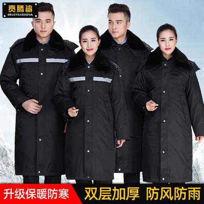 冬季加厚多功能大衣男棉服保安棉大衣劳保常服大衣防寒服棉袄女