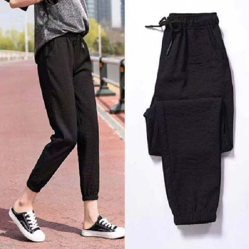 Summer new ins pants female students Korean loose sports pants show thin Harun pants nine point casual pants thin