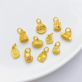 铜金吊坠保色古法金铜钱福牌元 宝吊坠招财挂件3d手工diy饰品串珠