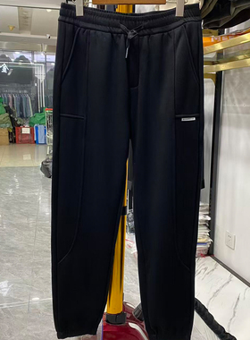 一条过冬！黑色加绒加厚卫裤男抽绳束脚休闲裤运动裤长裤