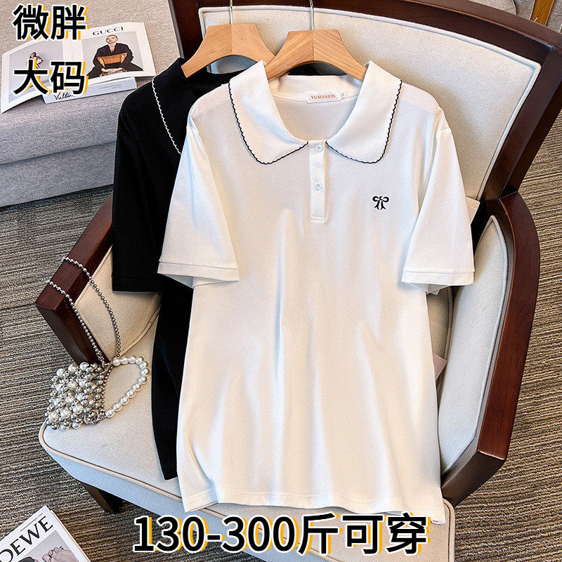 夏装加肥大码女装夏装翻领上衣胖