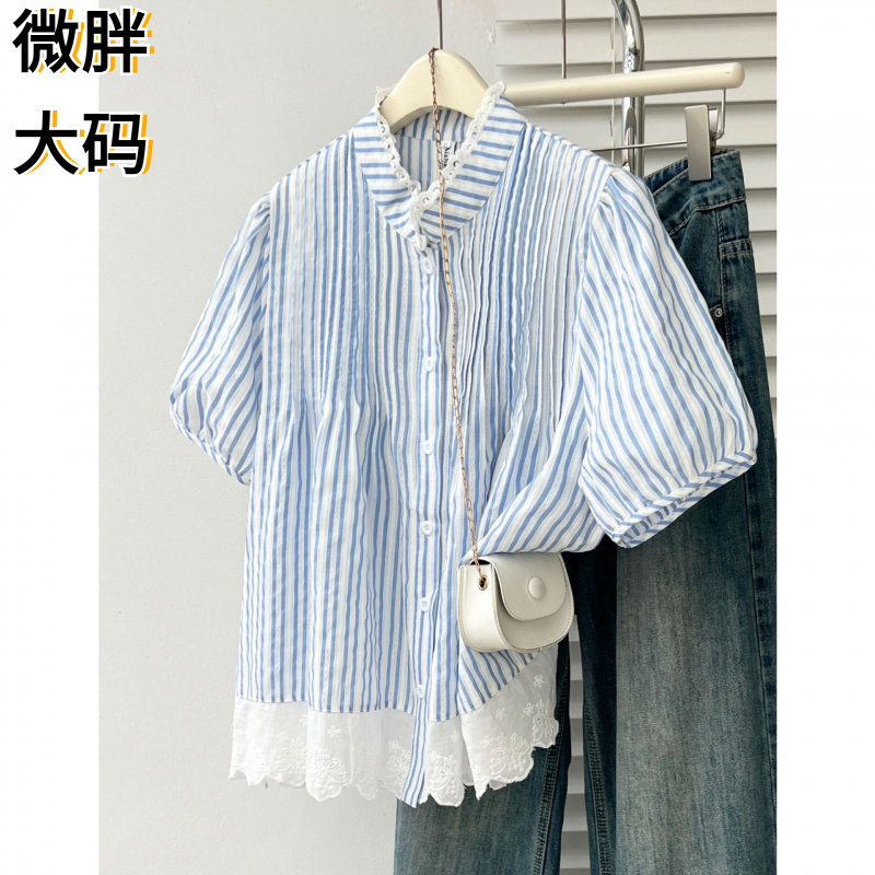 200斤胖MM夏季新款小清新花边立