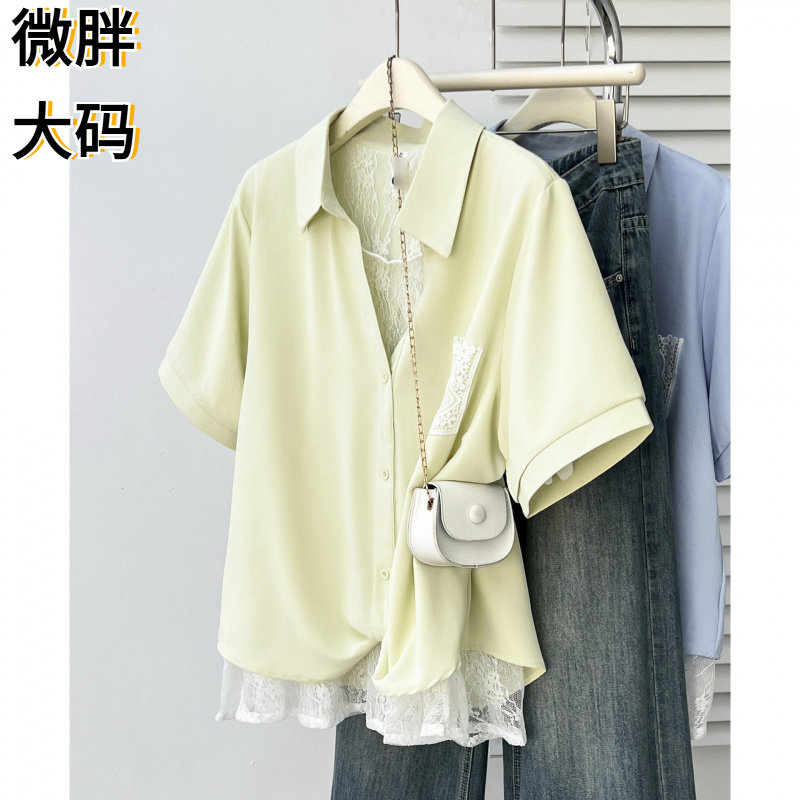 夏季新款时尚大码蕾丝拼接假两件