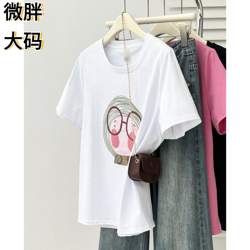 200斤微胖大码女装夏季新款圆领
