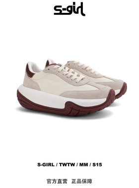 SGIRL TWTW【J036-5】韩版轮胎底老爹鞋女设计感圆头系带拼接厚底