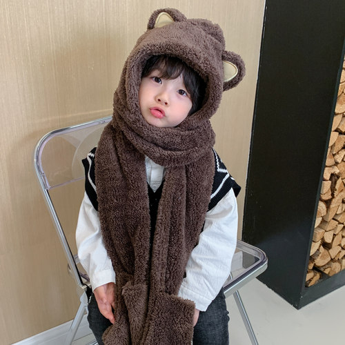 骑行三件女童双层加厚保暖手套