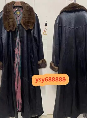 40Vintage女装秋冬皮草皮衣长款韩版显瘦气质百搭外套水貂领宽松