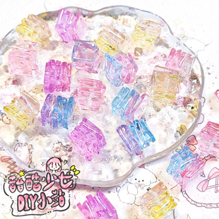 双色渐变扭珠敦煌海胆糖纸五角星石头磨砂斜方手机链diy饰品配件