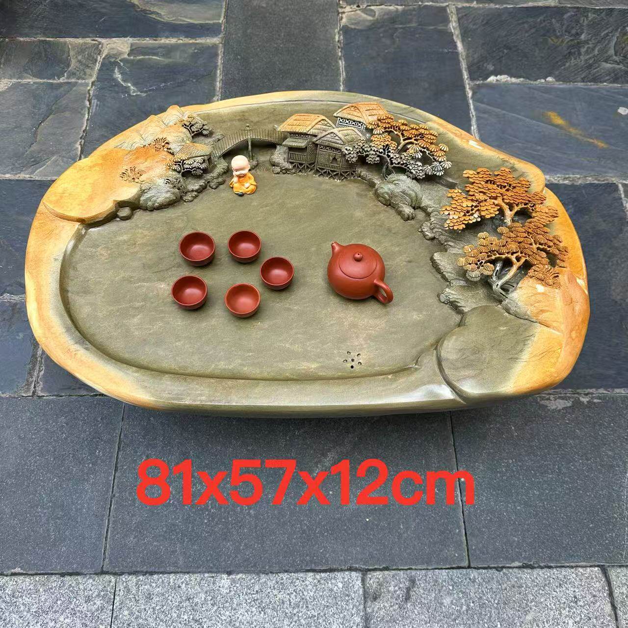 厂家端砚茶盘绿端金包玉时尚客厅办公室创意新奇百年茶台茶海精品