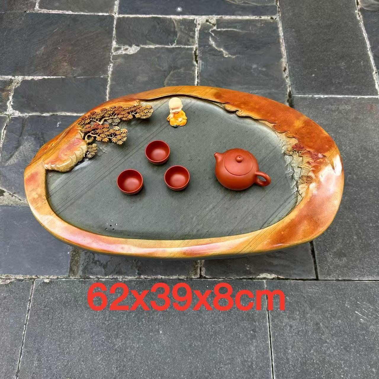 肇庆厂家端石茶盘绿端新中式小号家用茶台茶托功夫茶海耐用复古