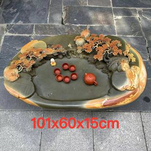 端砚茶盘天然绿端茶台大师手工创意设计大号山水茶海茶具茶托精品