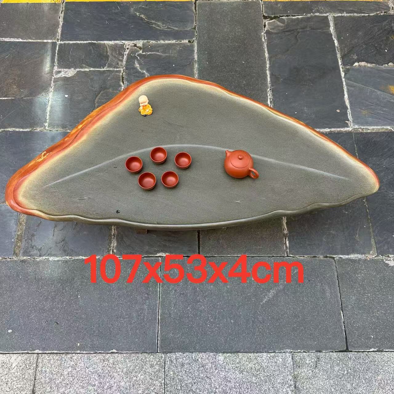 端石茶盘厂家绿端简易叶形家用客厅摆件茶台茶海现代高档大气复古
