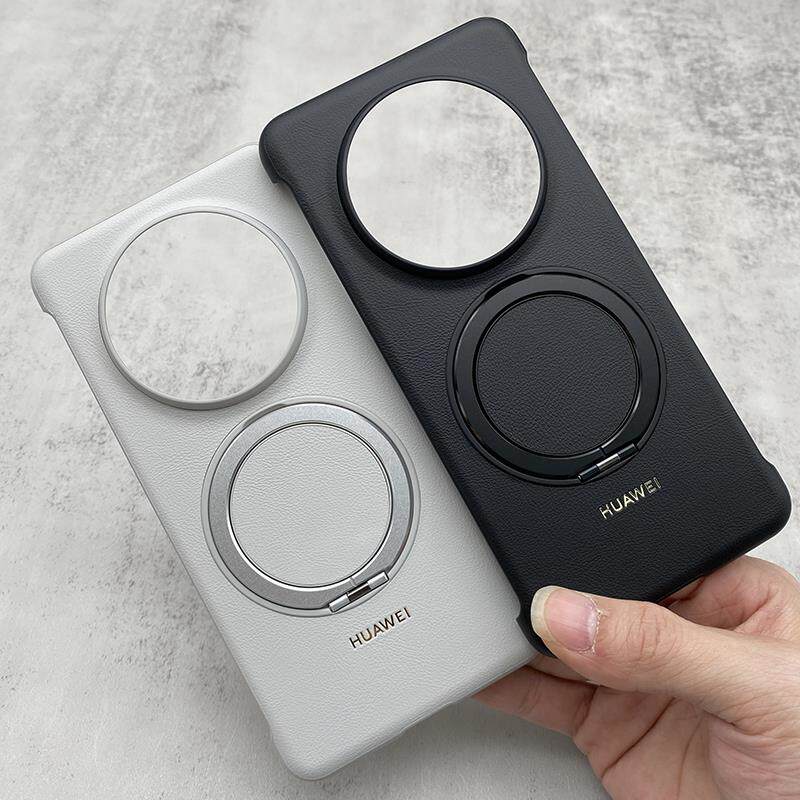 原装正品适用华为mate70pro手机保护壳原装同款真皮革无边框磁吸多向支架超薄保护套mte70pro+原产硬壳简约防