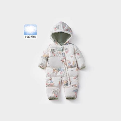 秋冬保暖宝宝羽绒连体衣爬服儿童新款婴儿抱衣哈服冬装外出羽绒服