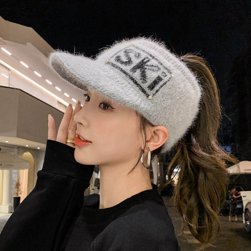 帽子女韩版潮秋冬时尚百搭女士空顶毛线帽春天针织保暖冬季鸭舌帽